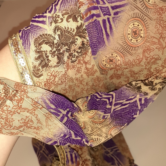 Mix It long sleeve deep V-neck sheer  shimmer chiffon - Picture 5 of 5